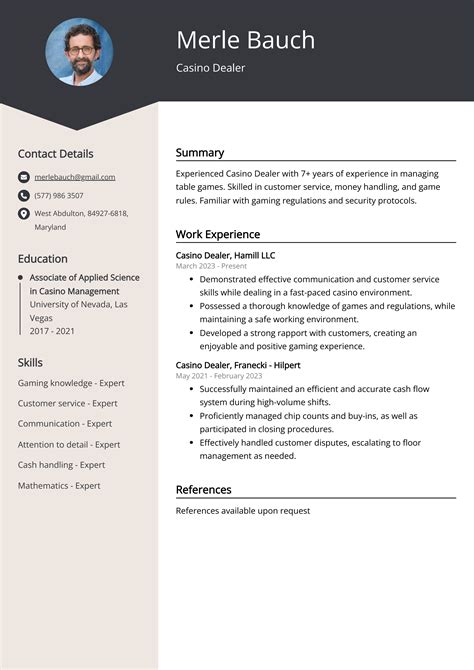 casino dealer resume examples